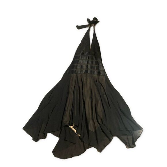 Bcbg Maxazria Solid Black Halter Tank Silk MIDI Dress Xs Petite - Picture 5 of 8